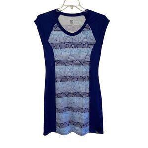 Title Nine Womens Gidget 2.0 Dress Sz S Blue Geometric Hiking Athleisure Travel‎